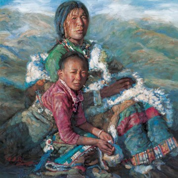 母と子 4 中国の陳亦菲 Oil Paintings